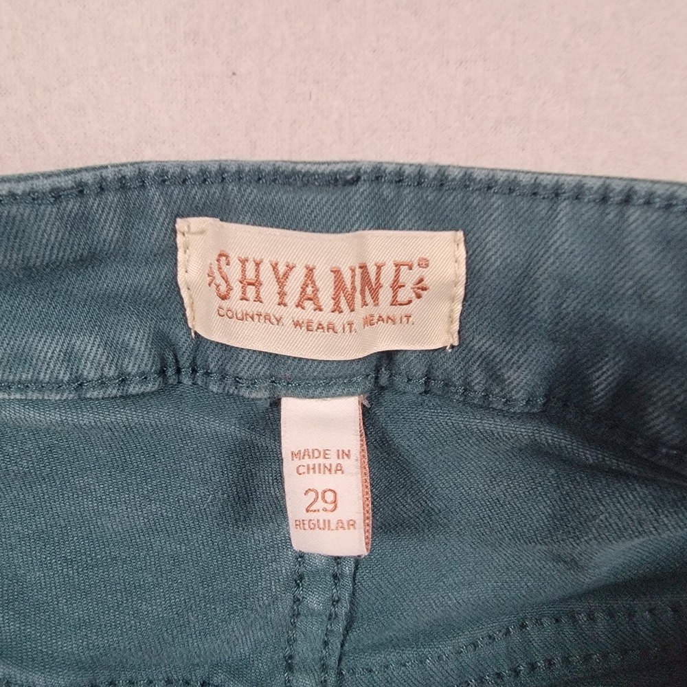 Shyanne Extreme Flare Jeans Womens 29 Teal Green Solid High Rise Cotton Stretch - Picture 3 of 12